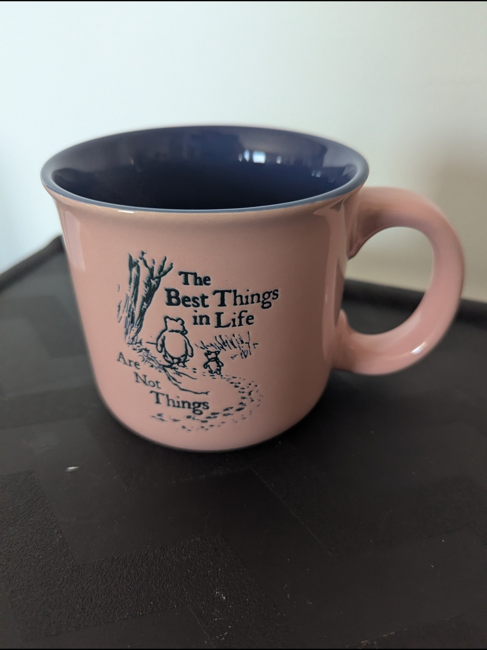Winnie the Pooh Quote Mug with Navy Interior